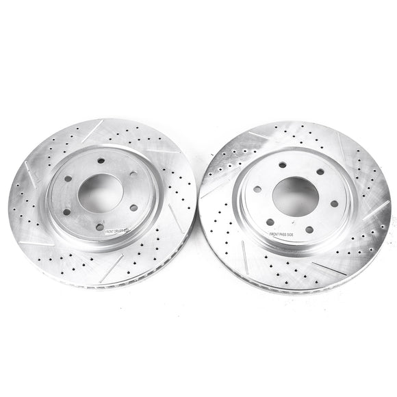 PowerStop Evolution Drilled Slotted Rotors Pair Front For Nissan Armada