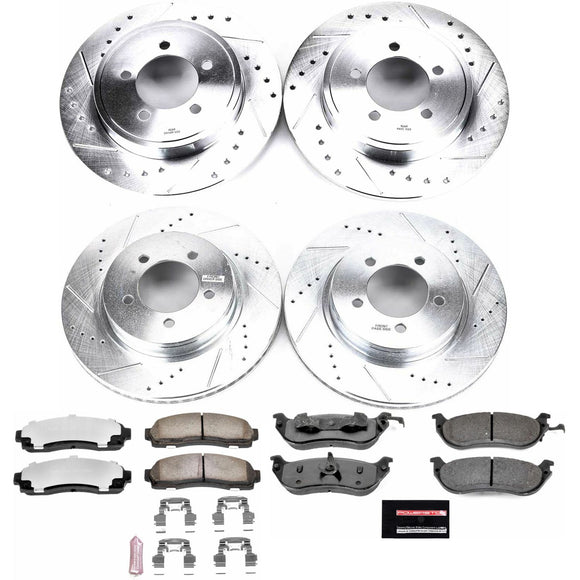 PowerStop Z36 Carbon-Fiber Ceramic Brake Pad with Drilled and Slotted Rotor Kit