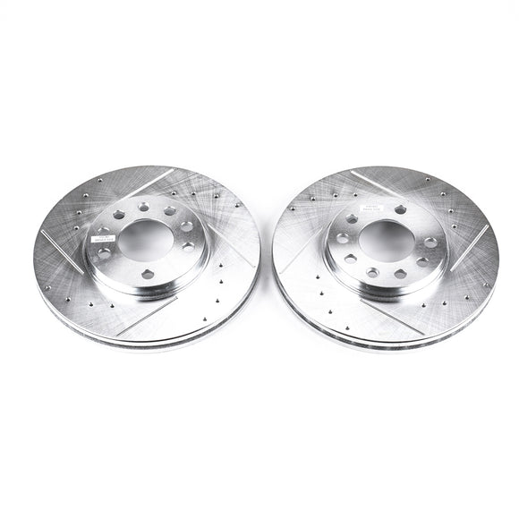 PowerStop Evolution Drilled Slotted Rotors Pair Front For Saab 900