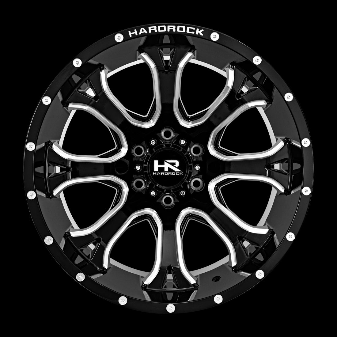 20x12 Hardrock BloodShot Xposed Gloss Black Milled 5x139.7 ET-44 wheel/rim