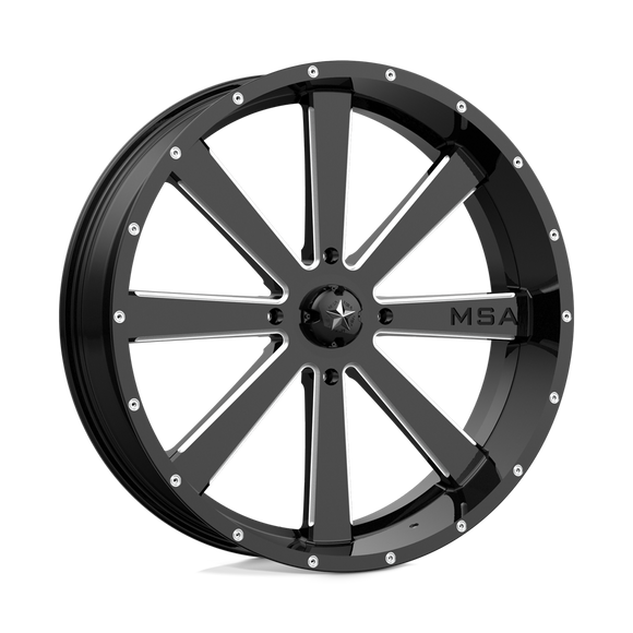 24X7 MSA Offroad Wheels Flash Gloss Black Milled Wheel/Rim 4x156 ET0