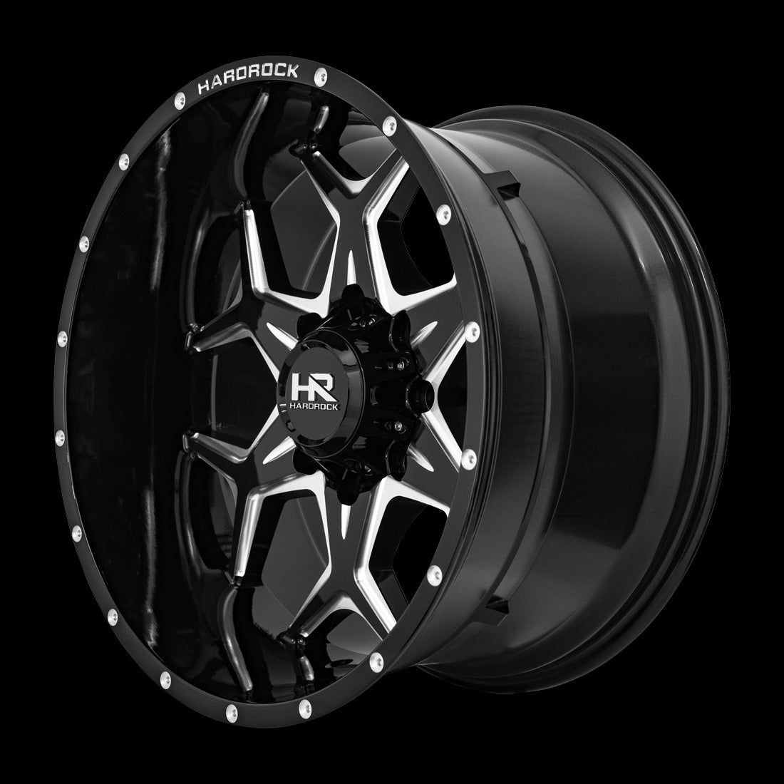 22x12 Hardrock Reckless Xposed Gloss Black Milled 8x165.1 ET-51 wheel/rim