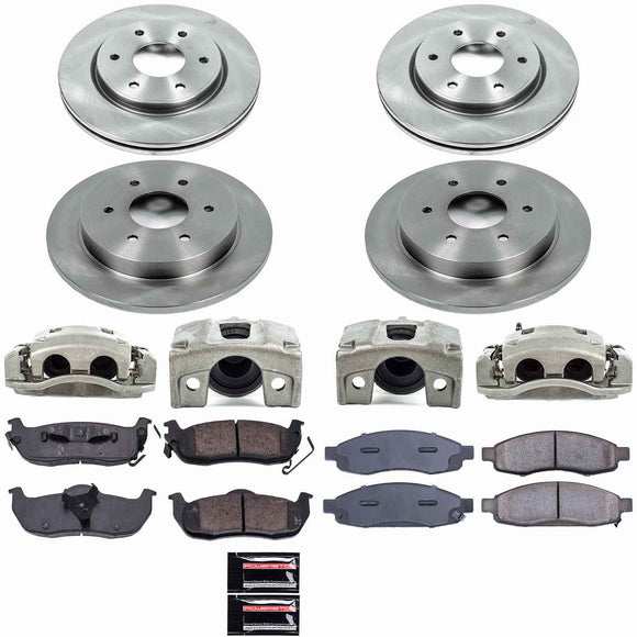 PowerStop OE Stock Replacement Low-Dust Ceramic Brake Pad, Rotor and Caliper Kit