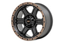 17x8.5 Rough Country 79 Series Black with Bronze Ring 5x127 ET0 Wheel Rim