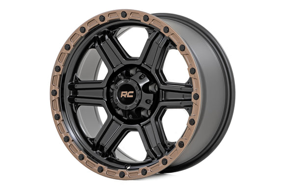 17x8.5 Rough Country 79 Series Black with Bronze Ring 5x127 ET0 Wheel Rim