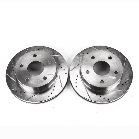 PowerStop Evolution Drilled Slotted Rotors Pair Front For Dodge Ram 1500