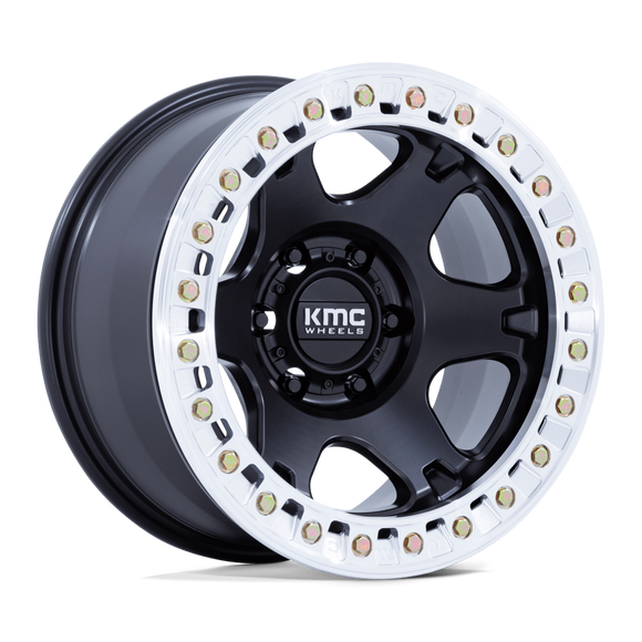 17X9 KMC KM238 VI Beadlock Satin Black W/ Machined Ring 8x165.1 ET-38 Wheel Rim