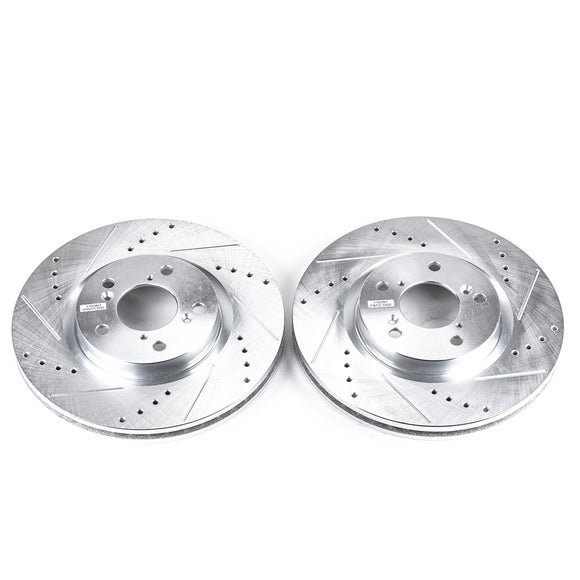 PowerStop Evolution Drilled Slotted Rotors Pair Front For Acura TL