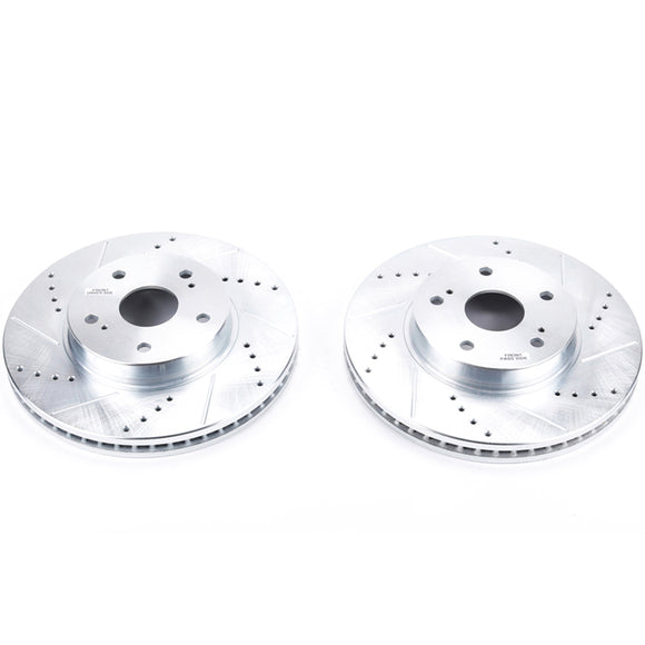 PowerStop Evolution Drilled Slotted Rotors Pair Front For Subaru Legacy