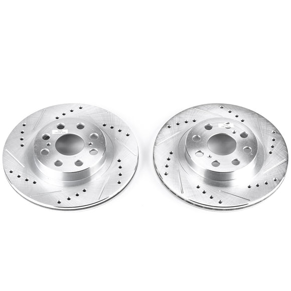 PowerStop Evolution Drilled Slotted Rotors Pair Rear For Toyota MR2 Spyder