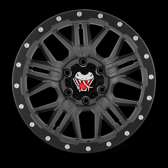 17x9 Mamba M25 Matte Grey/Black Lip Edge 6x139.7 6x5.5 ET-12 Wheel Rim