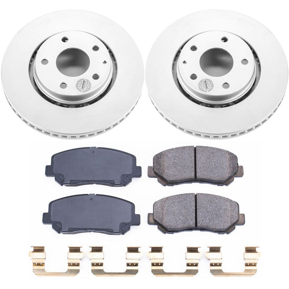 PowerStop Genuine Geomet Coated Rotor and Low-Dust Ceramic Brake Pad Kit