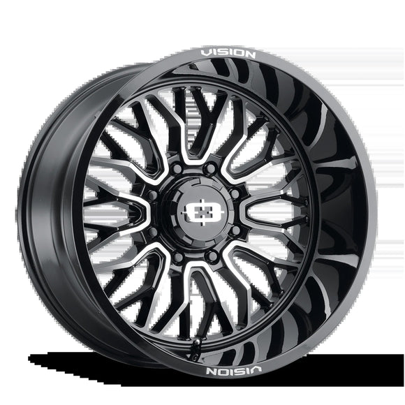 24x12 Vision 402 Riot Gloss Black Machined Face Wheel 8x165.1 ET-51 CB125.2