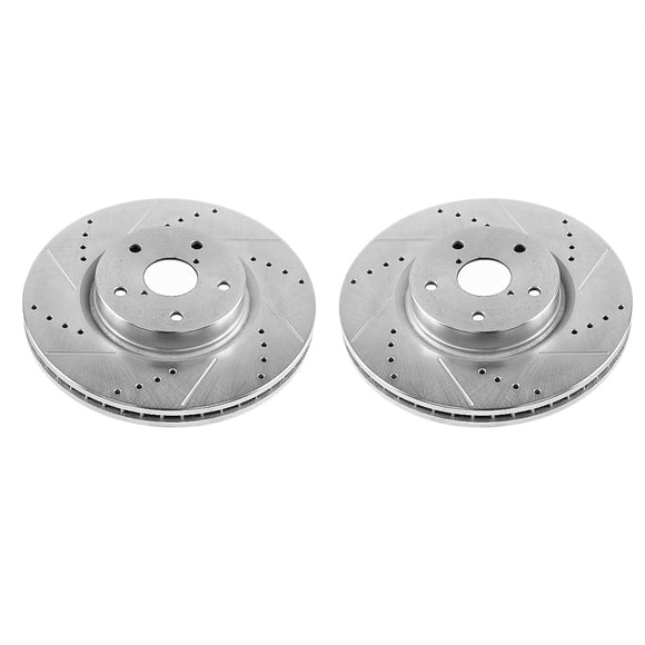 PowerStop Evolution Drilled Slotted Rotors Pair Front For Subaru B9 Tribeca