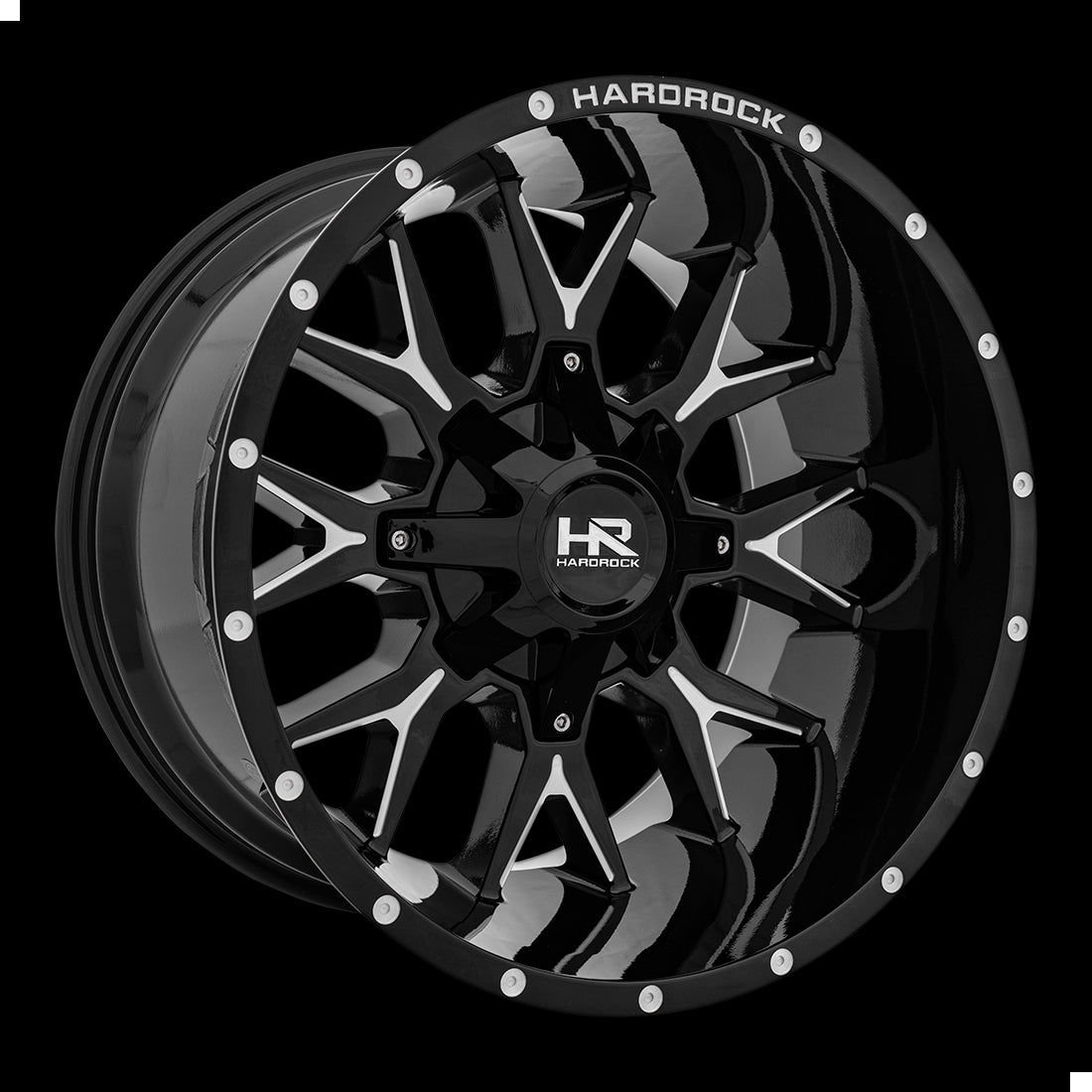 20x12 Hardrock Affliction Gloss Black Milled 8x165.1 ET-44 wheel/rim