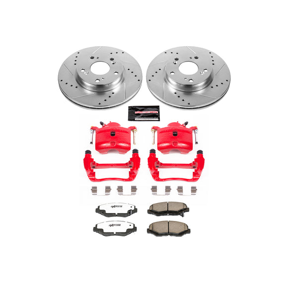 PowerStop Z26 Street Performance Ceramic Brake Pad, Drilled Slotted Rotor, and C