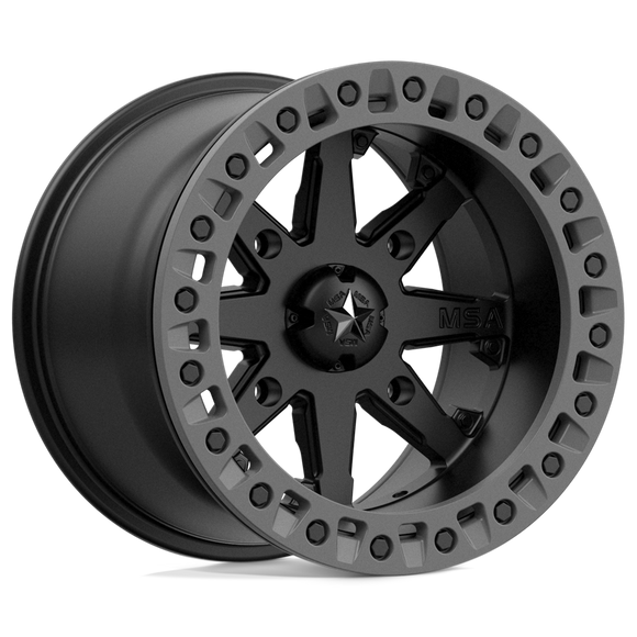 14X7 MSA Offroad LOK2 Satin Black w/ Matte Gray Ring Wheel/Rim 4x156 ET0