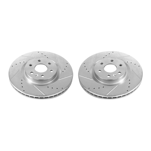 PowerStop Evolution Drilled Slotted Rotors Pair Front For Cadillac SRX