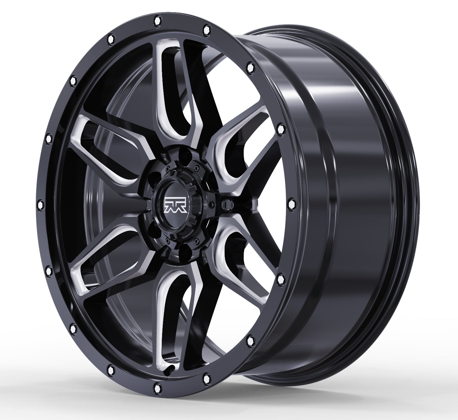 20x9 Mudder Trucker MT317 Barrier Black Milled 6x139.7 6x5.5 ET12 Wheel