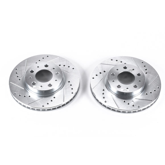 PowerStop Evolution Drilled Slotted Rotors Pair Front For Volvo 850