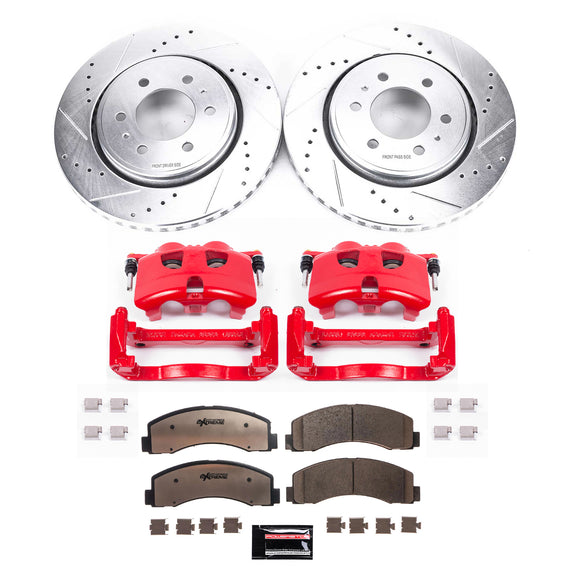 PowerStop Z36 Truck and SUV Ceramic Brake Pad, Drilled & Slotted Rotor, and Cali