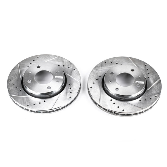 PowerStop Evolution Drilled Slotted Rotors Pair Front For Volvo S40