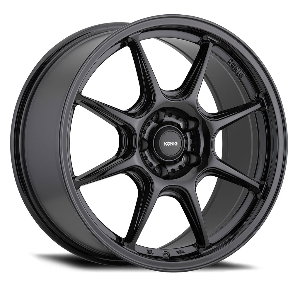 18x8.5 Konig Lockout Gloss Black 5x108 5x4.25 ET43 Wheel Rim