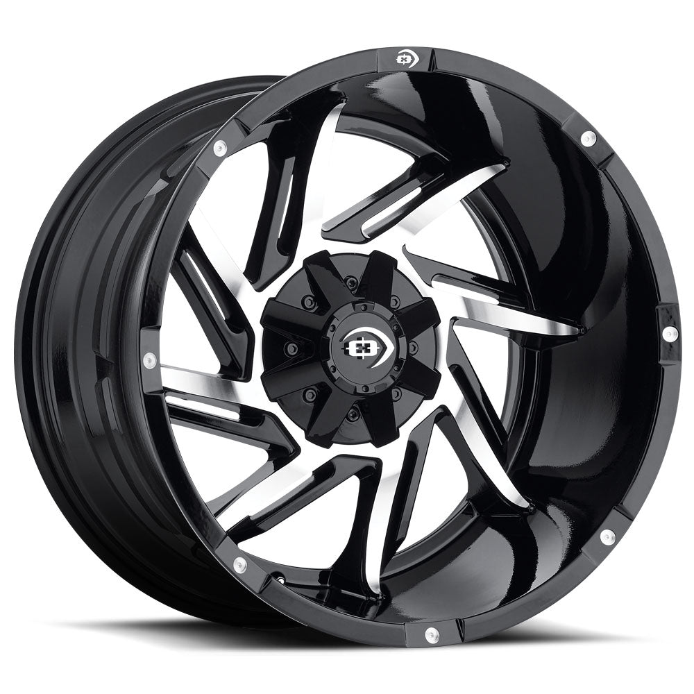 20x12 Vision 422 Prowler Black Machined Face 5x139.7 5x5.5 ET-51 Wheel Rim - 0