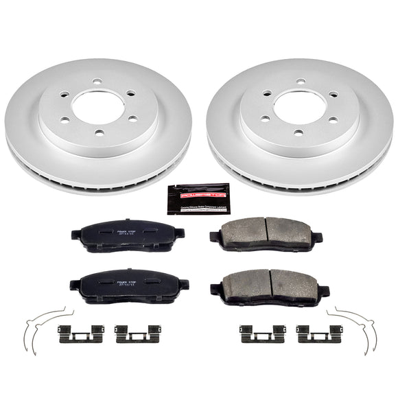 PowerStop Genuine Geomet Coated Rotor and Low-Dust Ceramic Brake Pad Kit