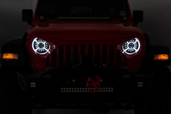 Rough Country Headlights DRL Halo LED 9" For Jeep Gladiator JT Wrangler 18-23