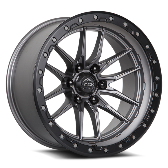 17x9 Lock Off-Road Krawler Matte Gray Matte Black 6x135 ET-12 Wheel Rim