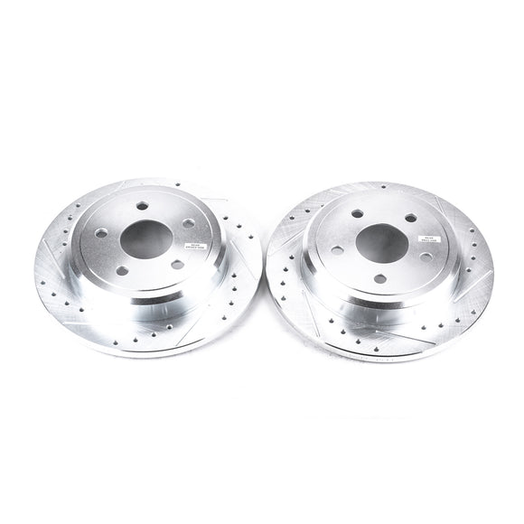 PowerStop Evolution Drilled Slotted Rotors Pair Rear For Jeep GrCherokee