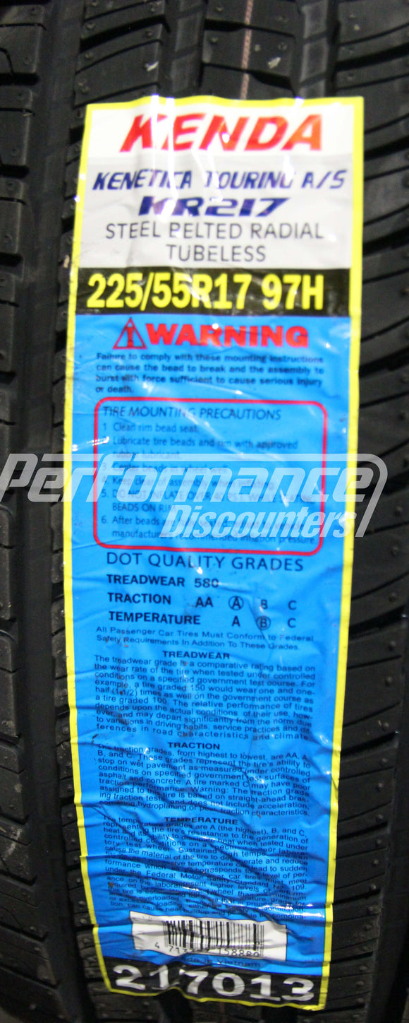 Kenda Kenetica Touring AS KR217 Tire(s) 225/55R17 97H SL 225/55-17 2255517