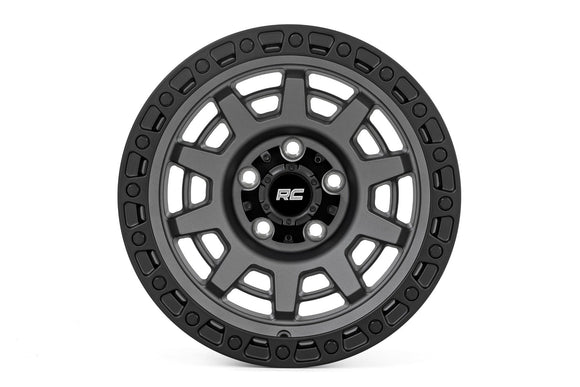 15x8 Rough Country 85 Series Gunmetal Gray Wheel 5x4.5 ET-19 CB