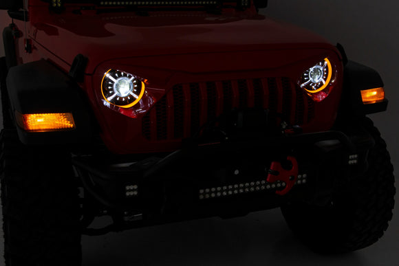 Rough Country Headlights DRL Halo LED 9" For Jeep Gladiator JT Wrangler 18-23