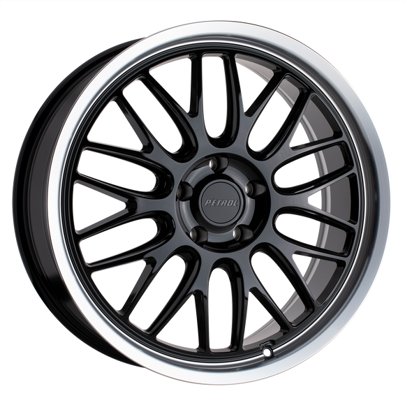 19x8 Petrol P4C Gloss Black With Machined Lip 5x115 ET40 CB76.1 Wheel Rim