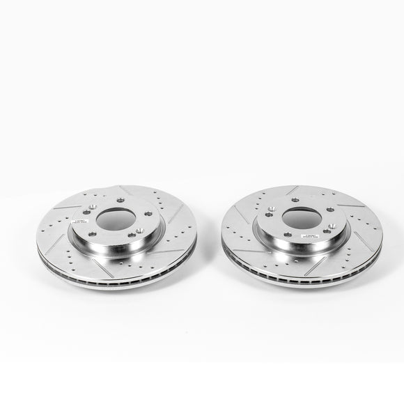 PowerStop Evolution Drilled Slotted Rotors Pair Front For Hyundai Elantra