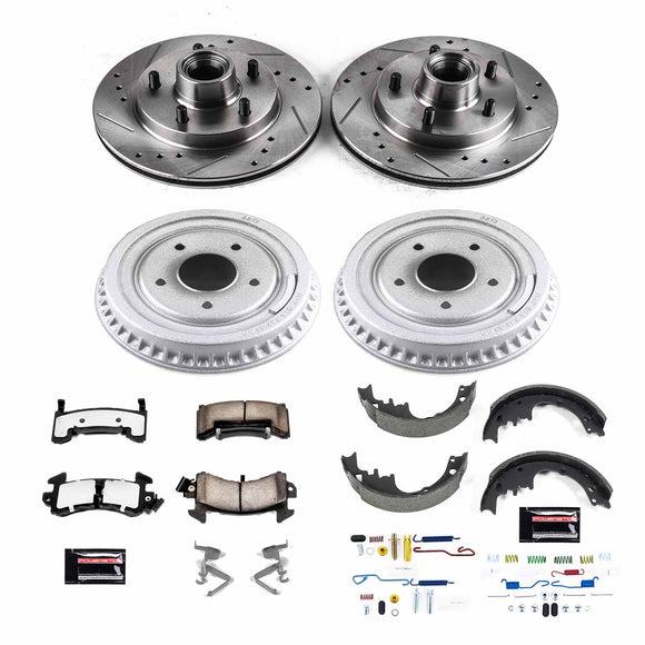 PowerStop Z36 Ceramic Brake Pads with Drilled Slotted Rotors and Drum Shoe Kit