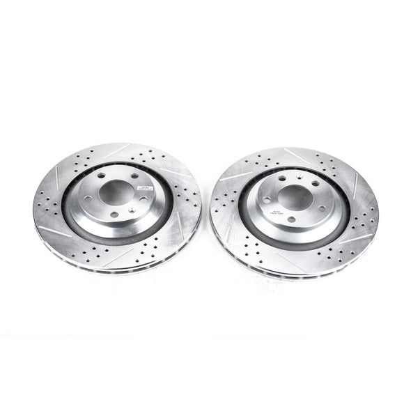 PowerStop Evolution Drilled Slotted Rotors Pair Rear For Audi A6 Quattro