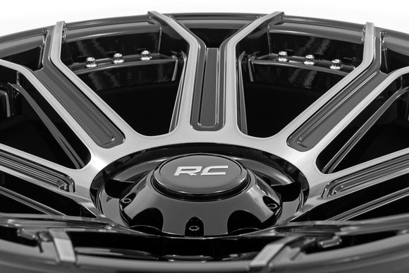 17x9 Rough Country 89 Series Black Machined Gun Metal Wheel 5x5 ET-12 CB3.18