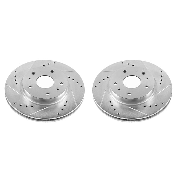 PowerStop Evolution Drilled Slotted Rotors Pair Front For Suzuki SX4