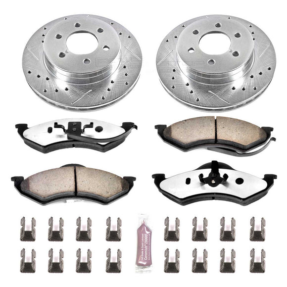 PowerStop Z36 Carbon-Fiber Ceramic Brake Pad with Drilled and Slotted Rotor Kit