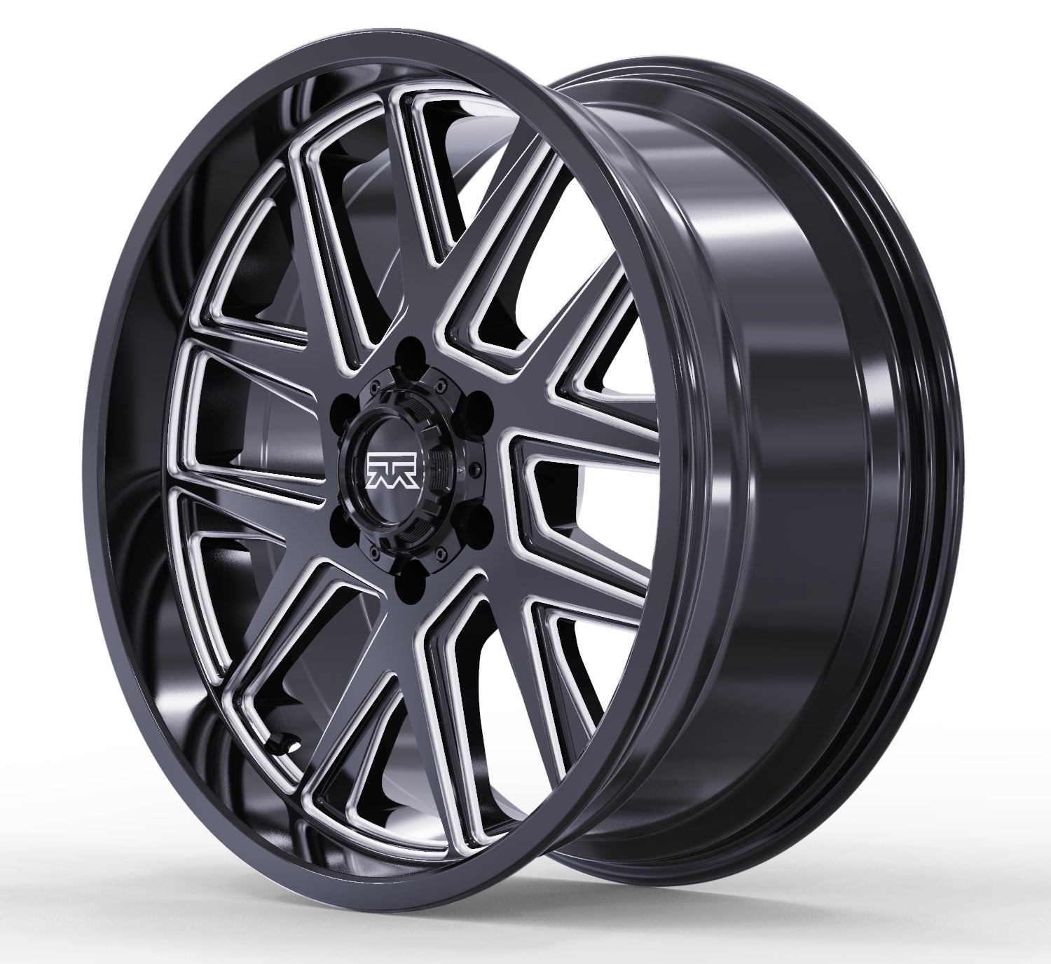 22x12 Mudder Trucker MT704 Asphalt Black Milled 6x139.7 6x5.5 ET-44 Wheel