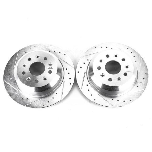 PowerStop Evolution Drilled Slotted Rotors Pair Rear For Jeep Wrangler