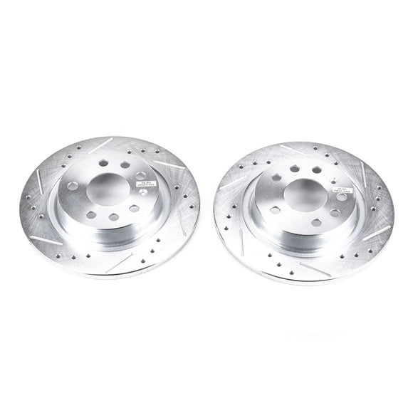 PowerStop Evolution Drilled Slotted Rotors Pair Rear For Saab 9-3