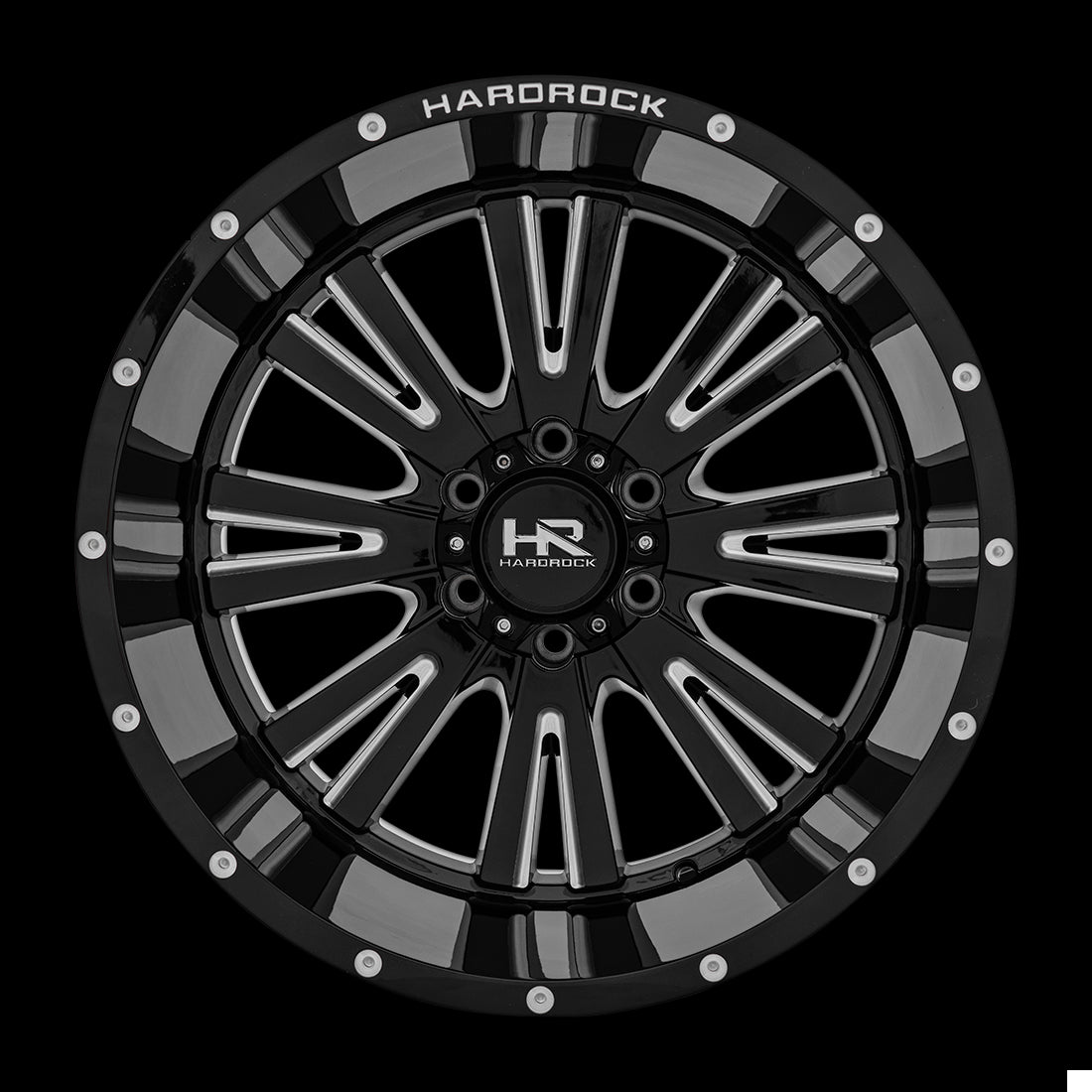 20x12 Hardrock Spine XPosed Gloss Black Milled 6x139.7 ET-44 wheel/rim