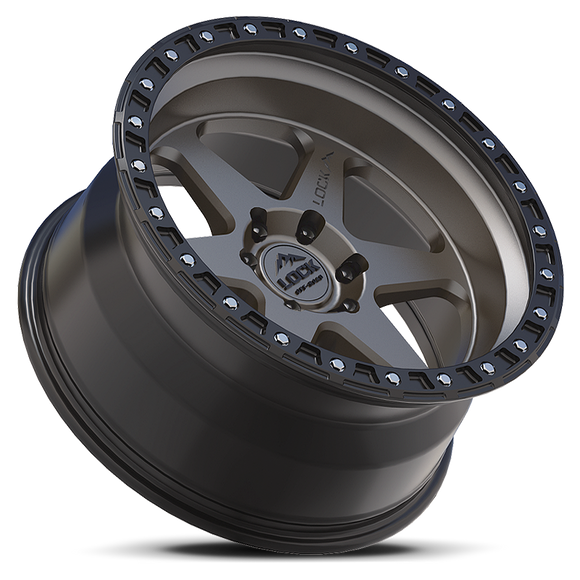 17x9 Lock Off-Road Olympus Matte Gray Black Ring 6x139.7 6x5.5 ET-35 Wheel