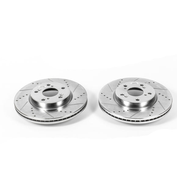 PowerStop Evolution Drilled Slotted Rotors Pair Front For Honda Accord