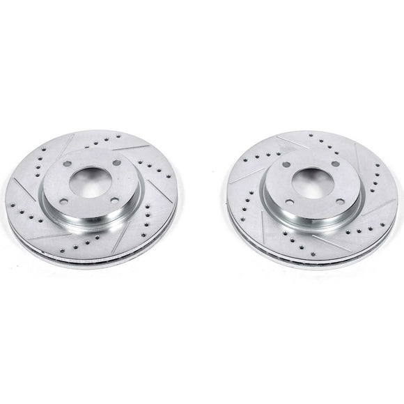 PowerStop Evolution Drilled Slotted Rotors Pair Front For Nissan Versa