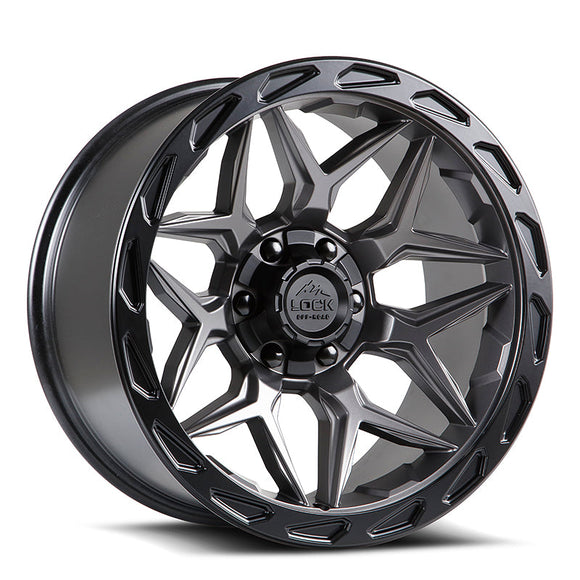 17x9 Lock Off-Road Matrix Gray Black Ring 6x135 6x139.7 6x5.5 ET0 Wheel